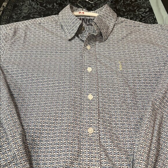 CINCH Men's Blue Patterned Button-Down Shirt, very nice, size medium - Picture 6 of 7
